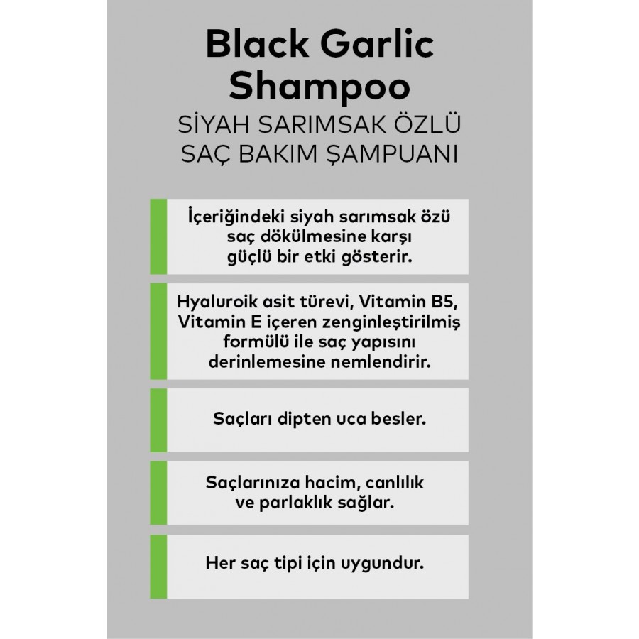Siyah Sarımsak Şampuanı Aloe Vera İlaveli 400 ML